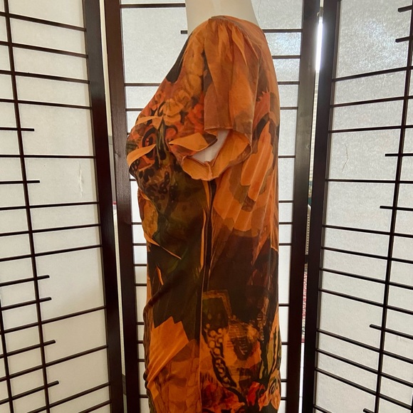 BLEU Embellished Orange Black Blouse size Medium - Picture 4 of 6